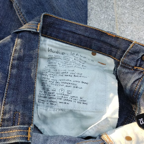 Nudie Mens Jeans Blue Denim Slim Jim Straight Leg Cotton Made in Italy Size 31 - Picture 9 of 14